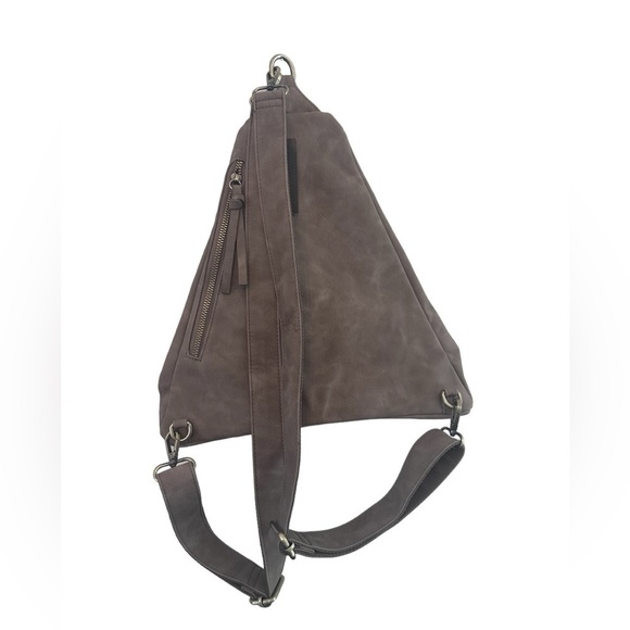 Joy Susan Tan Triangular Backpack with Adjustable Straps NWT - Picture 3 of 9